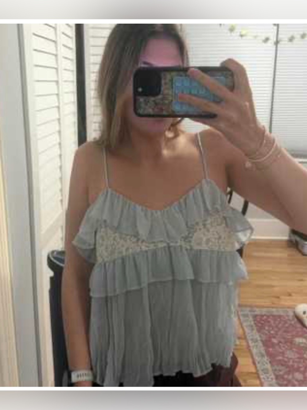 ZARA Lightweight White Ruffle Crochet-Trim Cami Top size small - Picture 4 of 10